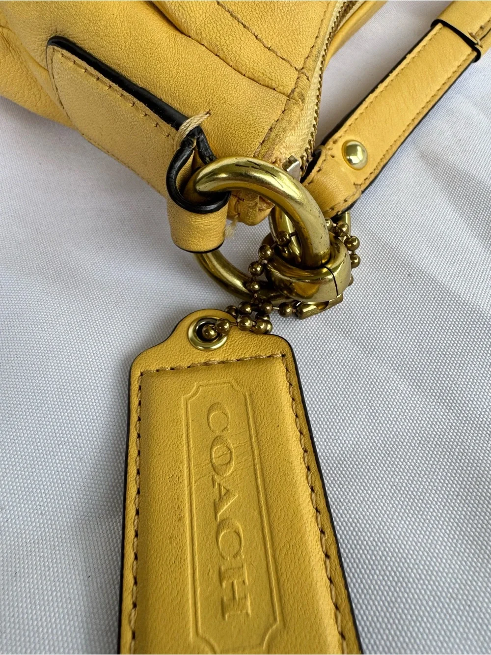 Coach Kristen Yellow Leather Shoulder Bag with Gold Hardware